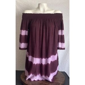 O'Neill Women's Purple Off The Shoulder 3/4 Sleeve bikini coverup Top Size Small